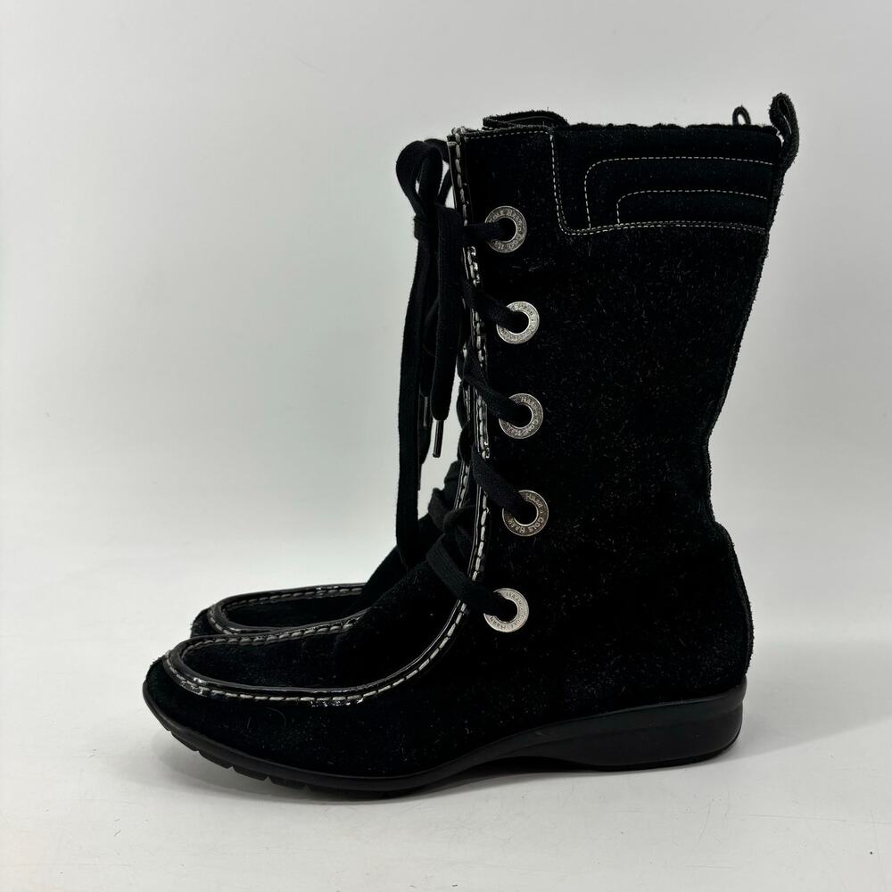 Cole Haan Women Size 9.5  Suede Sherpa Moccasin Boots Winter Lace Up